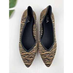 Mia Izzy Ballet Flats Tiger Print Knit Pointed Toe Slip On Shoes Women's 8